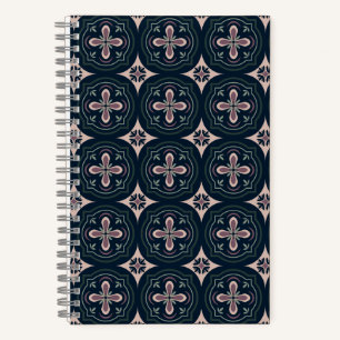 Earthy Floral Geometric Tiles Notebook