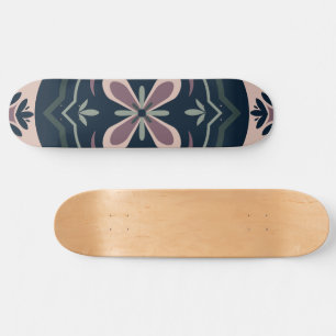 Earthy Floral Geometric Tiles Skateboard
