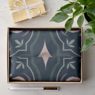 Earthy Floral Geometric Tiles Tissue Paper