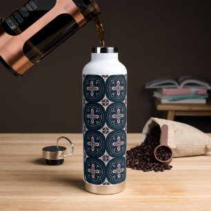 Earthy Floral Geometric Tiles Water Bottle
