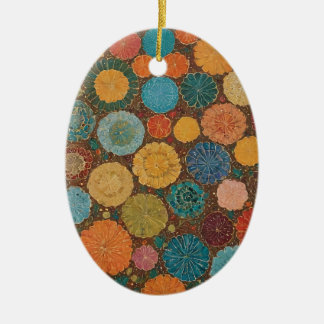 Earthy Floral Mosaic Pattern Ornament