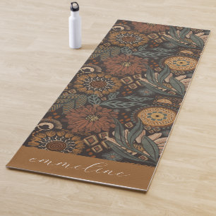 Earthy Floral Pattern Personalised Yoga Mat