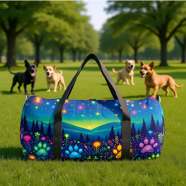Earthy Floral Paw Print Travel  Duffle Bag (Creator Uploaded)