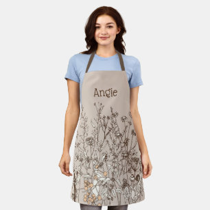 Earthy Floral Personalised All-over Printed  Apron