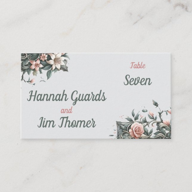 Earthy Floral Vine Place Card (Front)