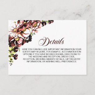 Earthy Floral Wedding Details Enclosure Card