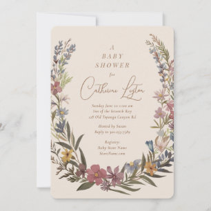 Earthy Floral Wreath Baby Shower Invitation