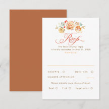 Earthy Flowers Whimsical Elegant Wedding RSVP Card
