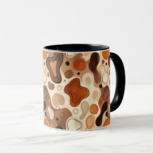 Earthy Fluid Shapes Mug – Minimal Abstract Style (Front Right)