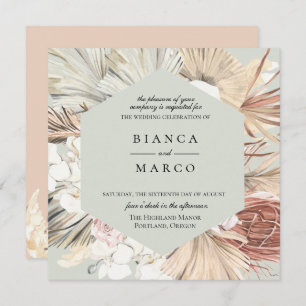 Earthy Foliage Frame Wedding Invitation