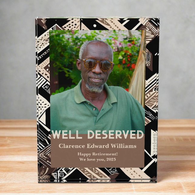 Earthy Geometric Retirement Gift for Black Dad Photo Block (Earthy Geometric Retirement Gift for Black Dad Photo Block)