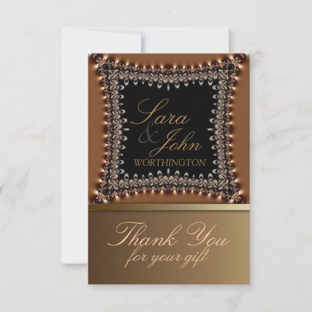 Earthy Gold Thank You Note Invitation (Front)