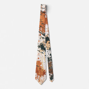 Earthy Green and Orange Abstract Strokes Tie