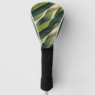 Earthy Green Art Deco Fan Pattern (2) Golf Head Cover