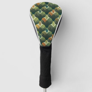 Earthy Green Art Deco Fan Pattern Golf Head Cover