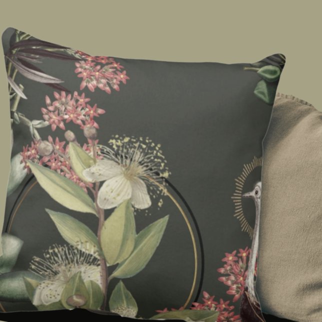 Earthy Green Artistic Floral Design Cushion (Creator Uploaded)