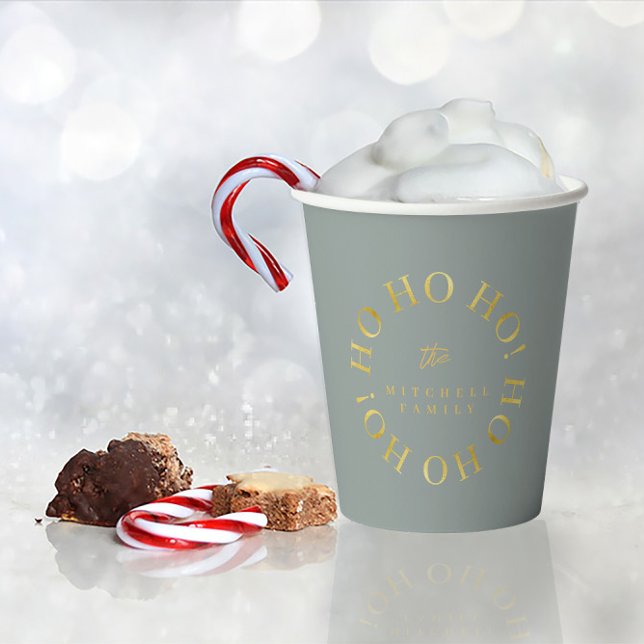 Earthy Green Gold Christmas Ho Ho Ho ID1009 Paper Cups (Creator Uploaded)