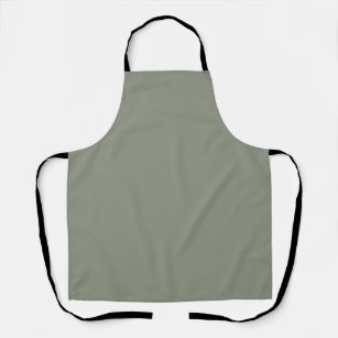 Earthy Green Solid Color Pairs Laurel Leaf Apron