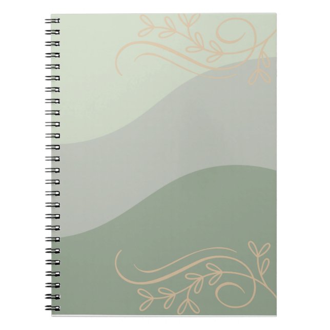 Earthy Green with Gold Accents Notebook – Natural  (Front)