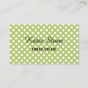 Earthy green with white dots business card
