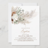 Earthy Greenery Floral Pampas Grass Boho Baptism