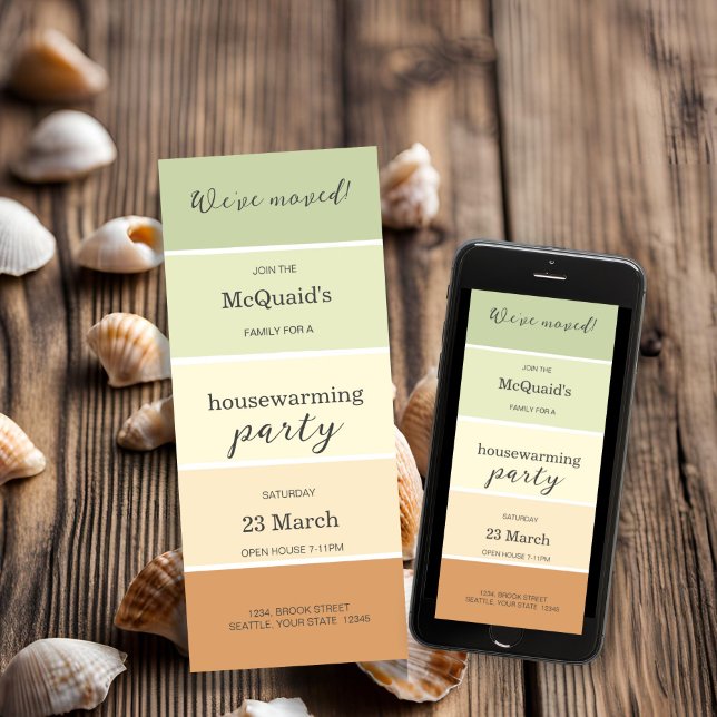 Earthy Greens House Warming Party Invitation (House Warming Party Invitation in soft greens and browns)