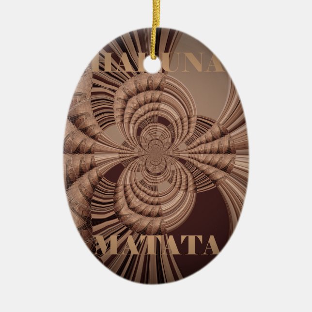 Earthy Hakuna Matata Art Print Ceramic Tree Decoration (Front)