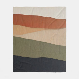 Earthy Layered Landscape Abstract Fleece Blanket
