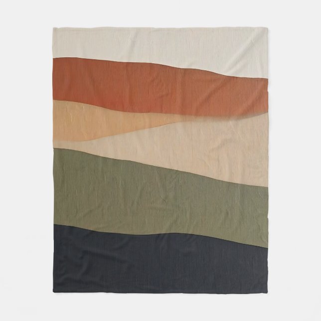 Earthy Layered Landscape Abstract Fleece Blanket (Front)
