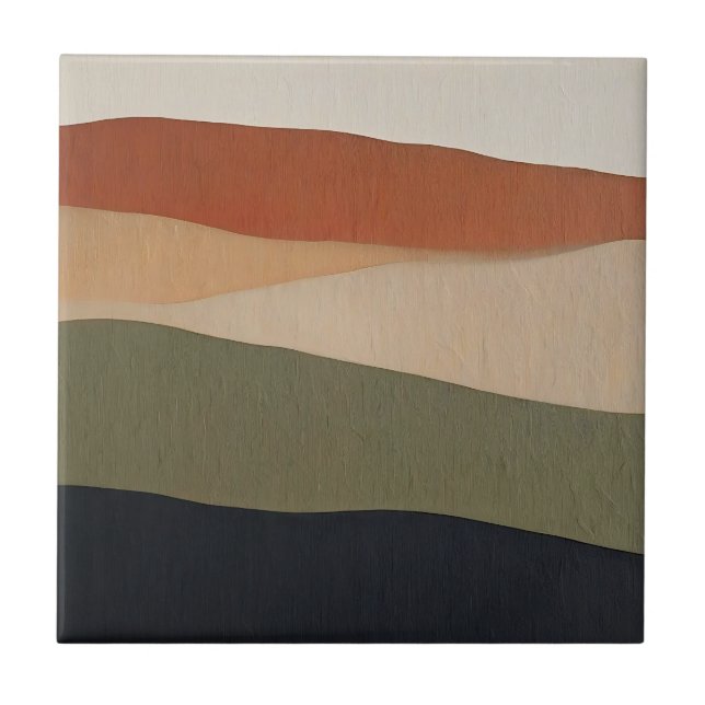 Earthy Layered Landscape Abstract Tile (Front)
