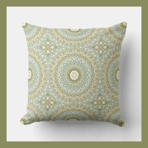 Earthy Mandala in Green, Gold, and Soft Blue