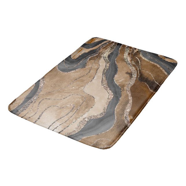 Earthy Marble Agate Gold Glitter Glam #1  Bath Mat (Angled)