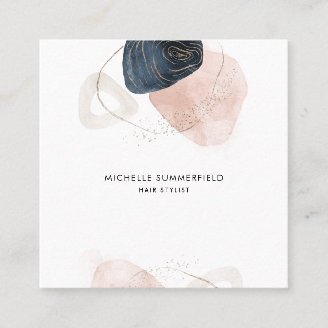 Earthy Marble Modern Custom Square Business Card (Front)