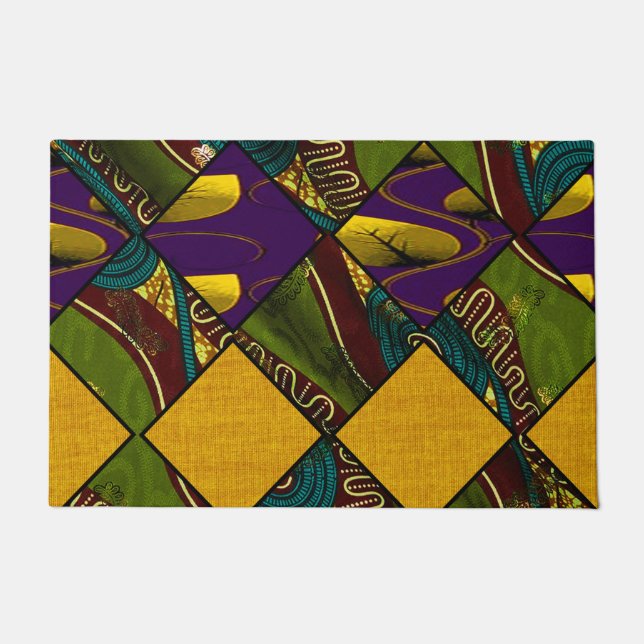 Earthy Mardi Gras African Print Doormat (Front)