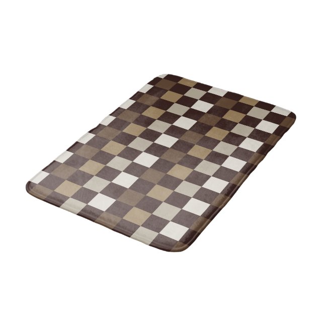 Earthy minerals checkerboard pattern bath mat (Angled)