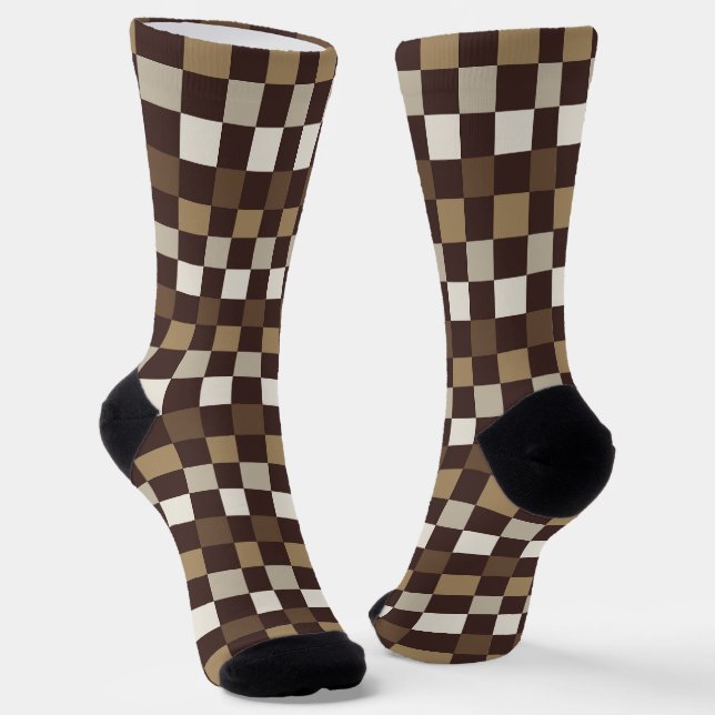 Earthy minerals checkerboard pattern socks (Angled)