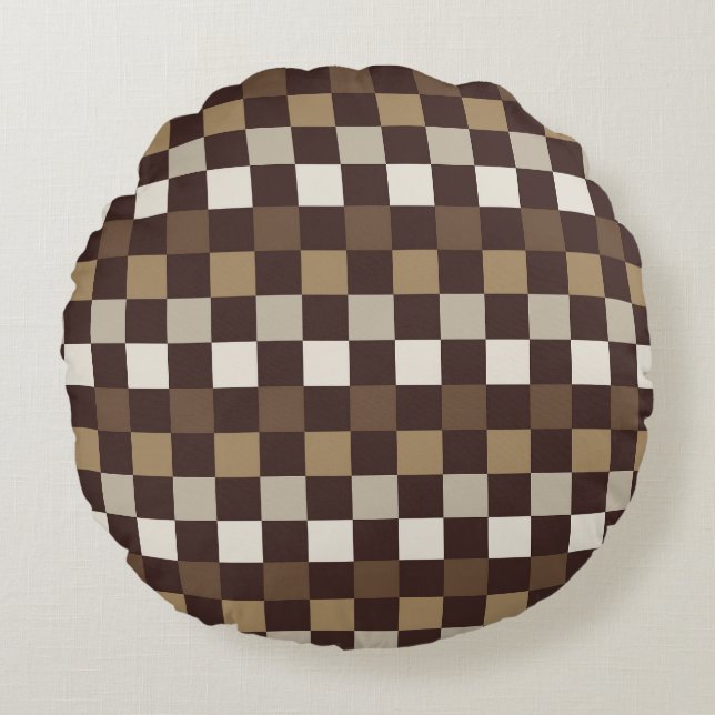 Earthy minerals chequerboard pattern round cushion (Front)