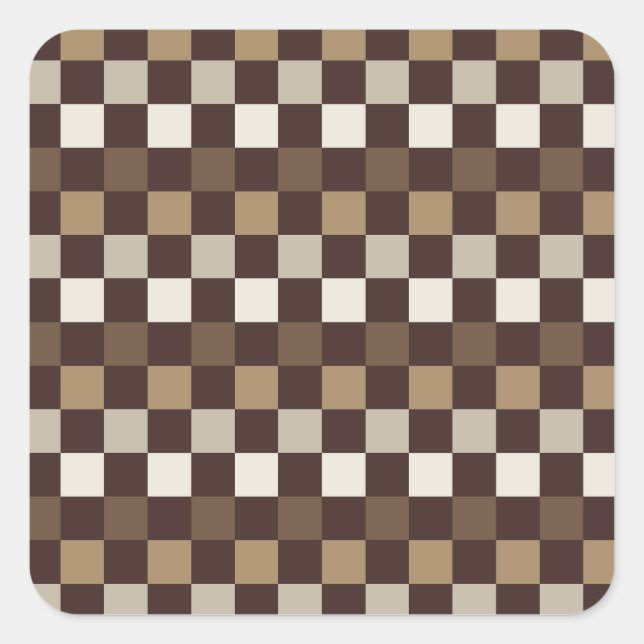 Earthy minerals chequerboard pattern square sticker (Front)