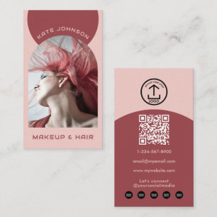 Earthy Modern Makeup Hair Arch Photo QR Code Logo Business Card