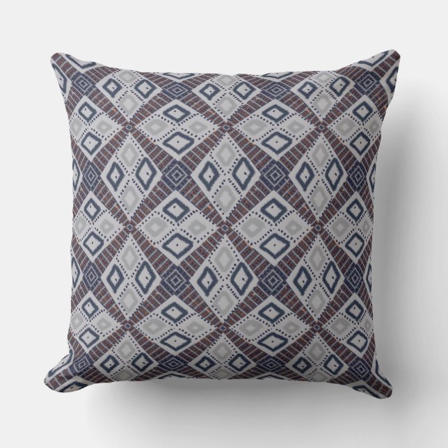 Earthy Mud Cloth Style Grey Cushion (Front)