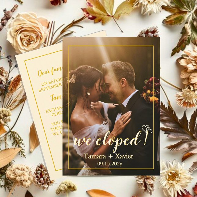 Earthy Mustard We Eloped Wedding Announcement Card (Creator Uploaded)