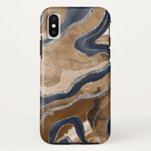 Earthy Navy Blue Marble Agate Silver Glitter 1 Case-Mate iPhone Case