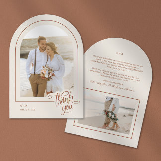Earthy Neutral 2 Photo Wedding Thank You Card