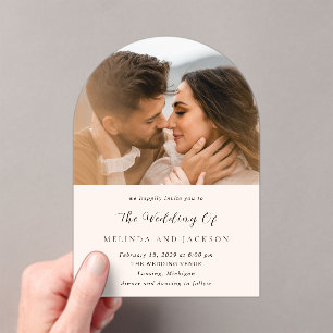 Earthy Neutral Photo Modern Wedding Acrylic Invitations