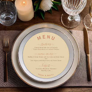 Earthy Neutrals Beige Brown Terracotta Wedding Menu