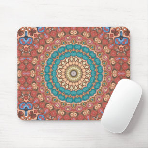 Earthy Neutrals Mandala Kaleidoscope Medallion Mouse Pad