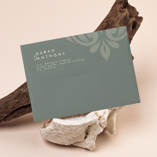 Earthy Olive Classic Elegant Wedding Damask Envelope