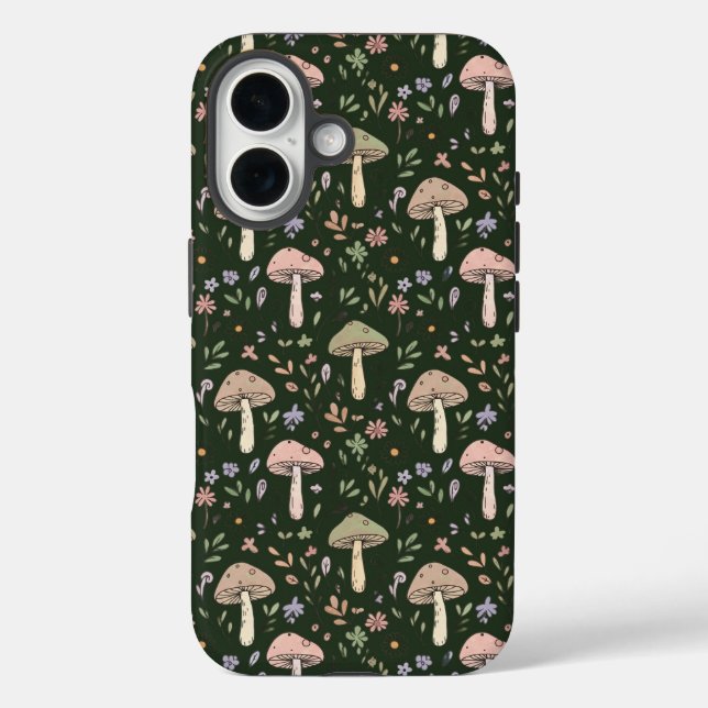 Earthy Olive Green Fungi Seamless Pattern Boho Case-Mate iPhone Case (Back)