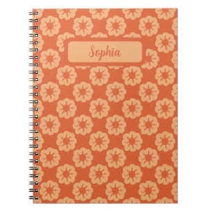 Earthy Orange Hand Drawn Floral Pattern Notebook