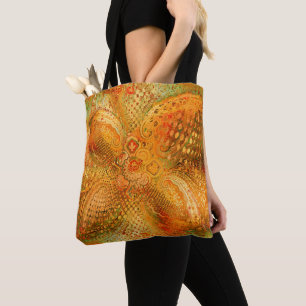 Earthy Orange Tones Paisley Tote Bag